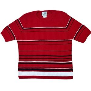 Vtg XL Ribbed Short Sleeve Sweater